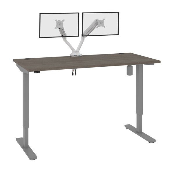 Bestar Bestar Upstand 60W x 30D Standing Desk with Dual Monitor Arm in bark grey 175870-000047 - main